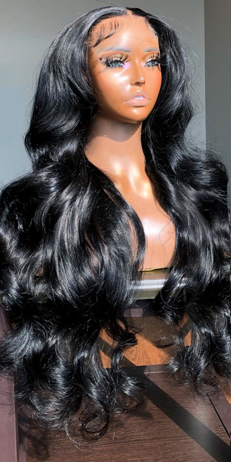 100% Human Hair Wig – Natural Color, Deep Parting Space