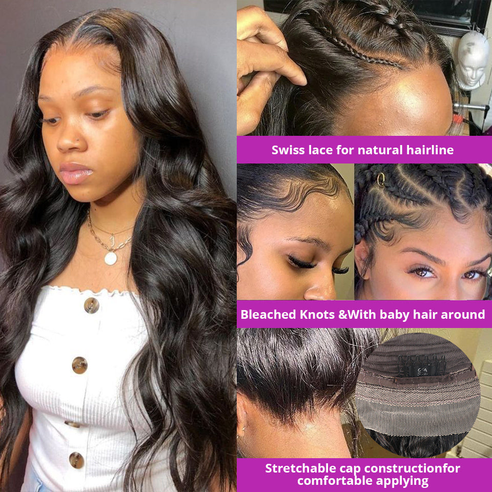 100% Human Hair Wig – Natural Color, Deep Parting Space2