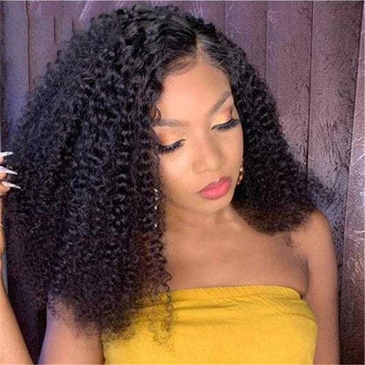 Luxury BOB Kinky Curly Wig with Qi Bangs - 7A Virgin Hair for Women