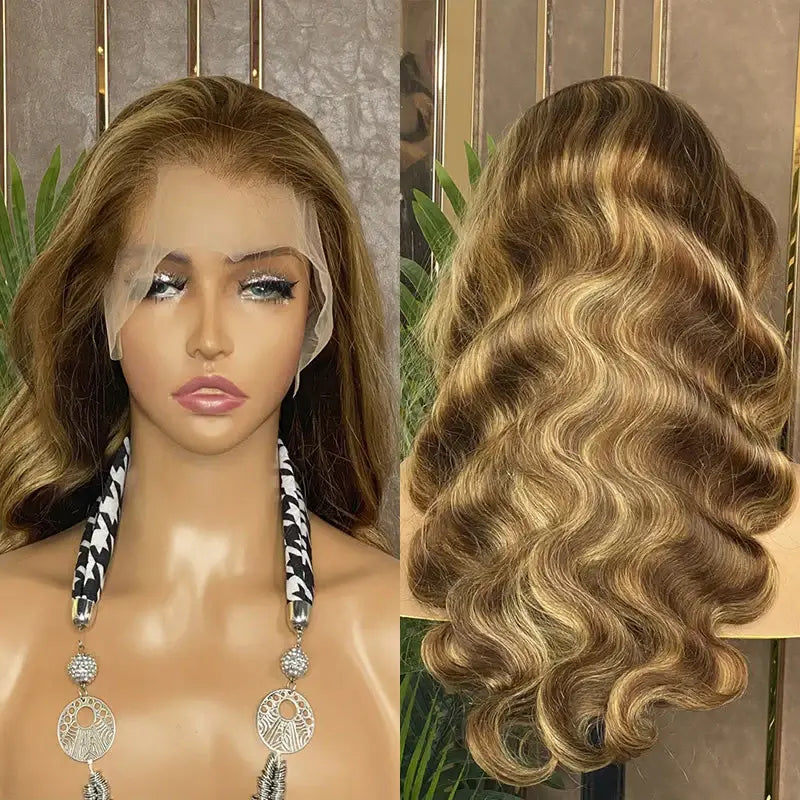 Hair Honey Blonde 4/27 Highlight Wig 13x4 Lace Front Wig Body Wave Human Hair Lace Wigs