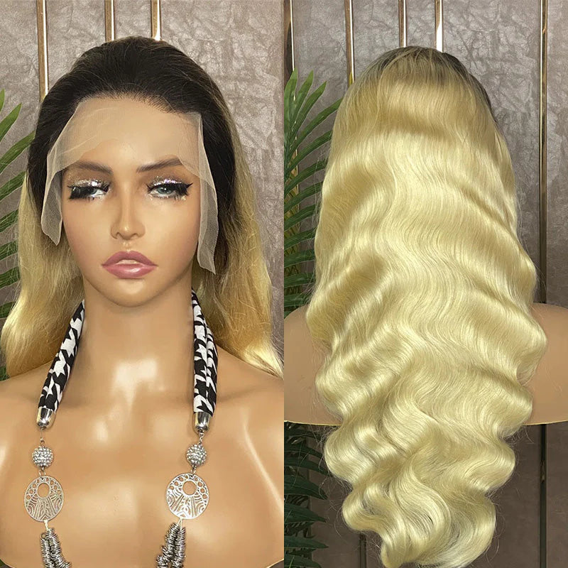 Hair Ombre Blonde Body Wave 1b/613 Lace Front Wig Pre-plucked 13x4 Lace Body Wave Human Hair Wig