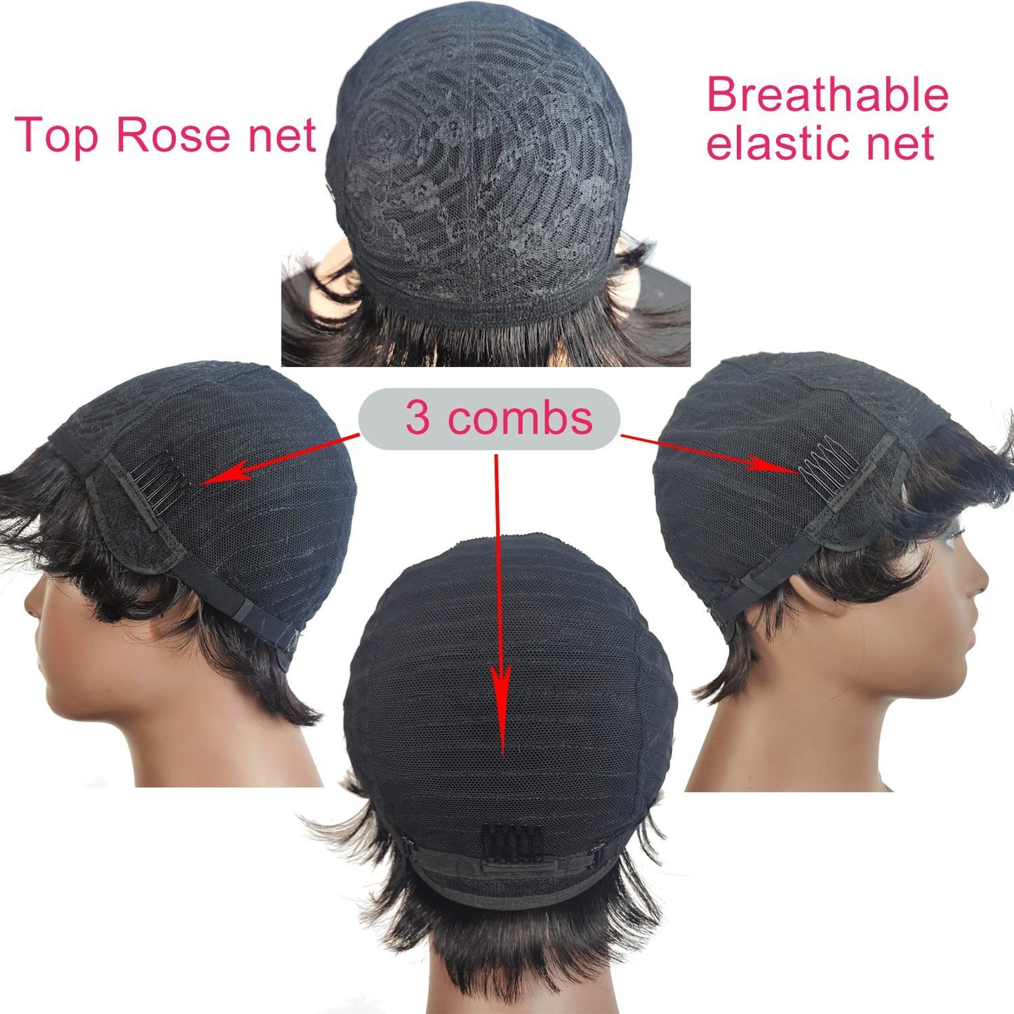 12-Inch Real Human Hair Black Wig – European and American Style