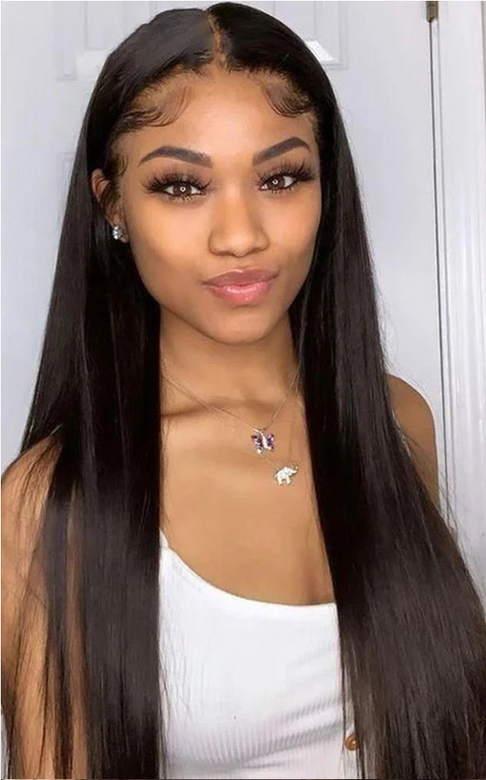 13X4 Straight Human Hair Headgear Wig – Handwoven, Customizable Length & Volume, Elegant Star Style, Real Hair for All Skin Tones