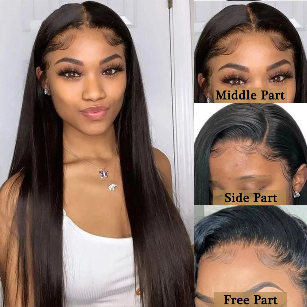 13X4 Straight Human Hair Headgear Wig – Handwoven, Customizable Length & Volume, Elegant Star Style, Real Hair for All Skin Tones4