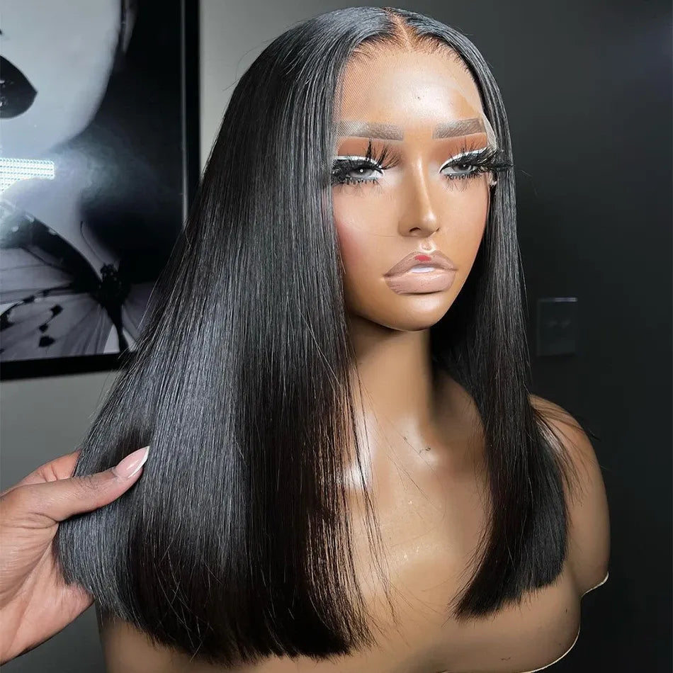 13x4 Glueless Short Bob Lace Front Wig – Bone Straight Hair1