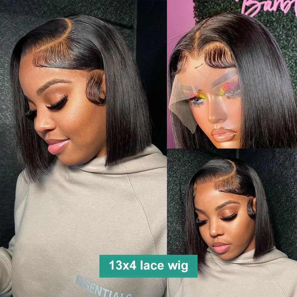 13x4 Glueless Short Bob Lace Front Wig – Bone Straight Hair3