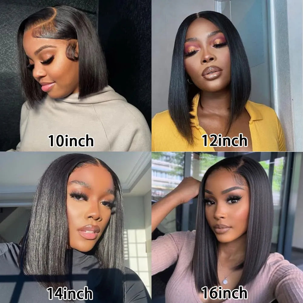 13x4 Glueless Short Bob Lace Front Wig – Bone Straight Hair4