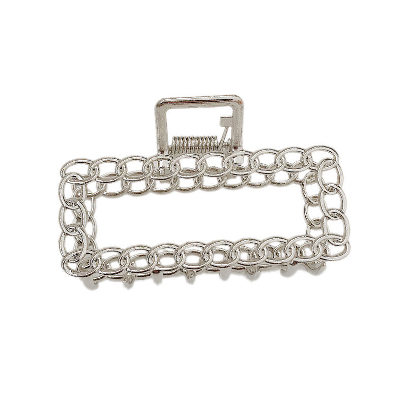 Gold-Plated European & American Style Metal Leaf Spring Hair Clip – Geometric Grasping Clip for Women