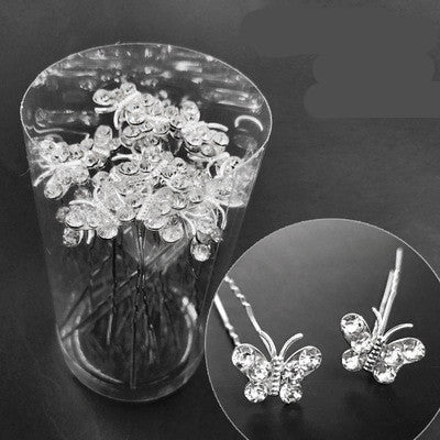 Elegant Flower Wedding Hair Clips - 20-Piece Set with Pearls, Crystals & Butterflies