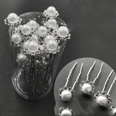 Elegant Flower Wedding Hair Clips - 20-Piece Set with Pearls, Crystals & Butterflies