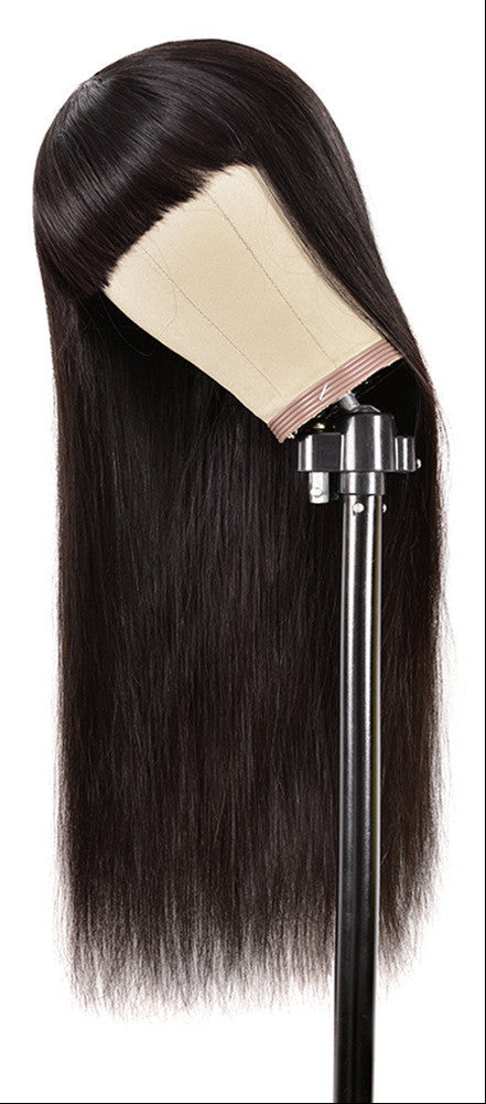 Luxurious Real Human Hair Wig with Versatile Qi Bangs | Star Fashion Straight Wig