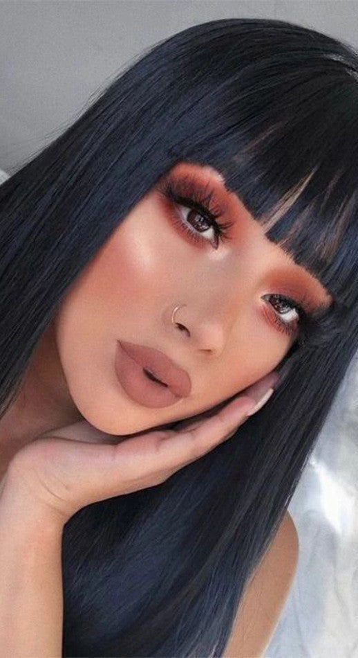 Luxurious Real Human Hair Wig with Versatile Qi Bangs | Star Fashion Straight Wig