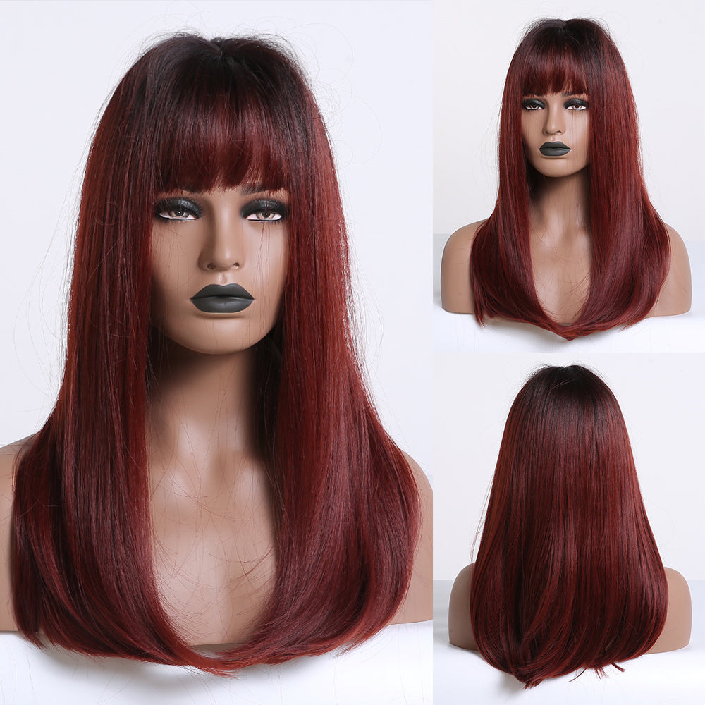 High-Temperature Fiber Long Wig with Bangs – Everyday Style for Role Play, Parties, and Daily Wear