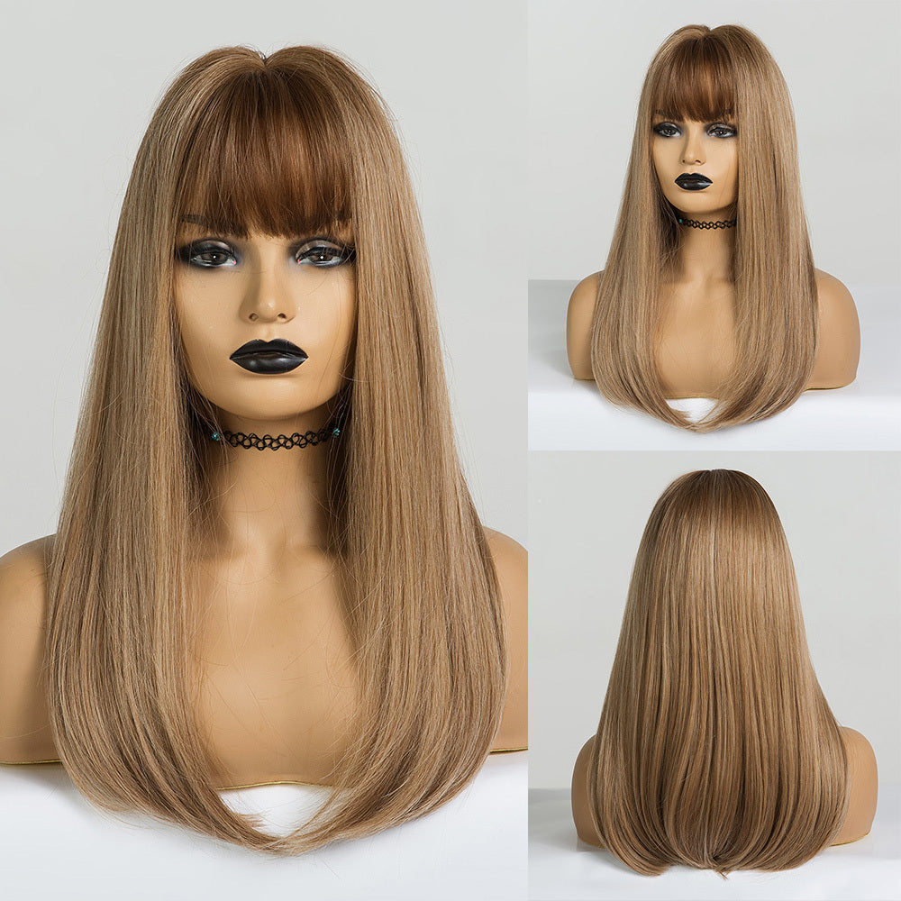 High-Temperature Fiber Long Wig with Bangs – Everyday Style for Role Play, Parties, and Daily Wear