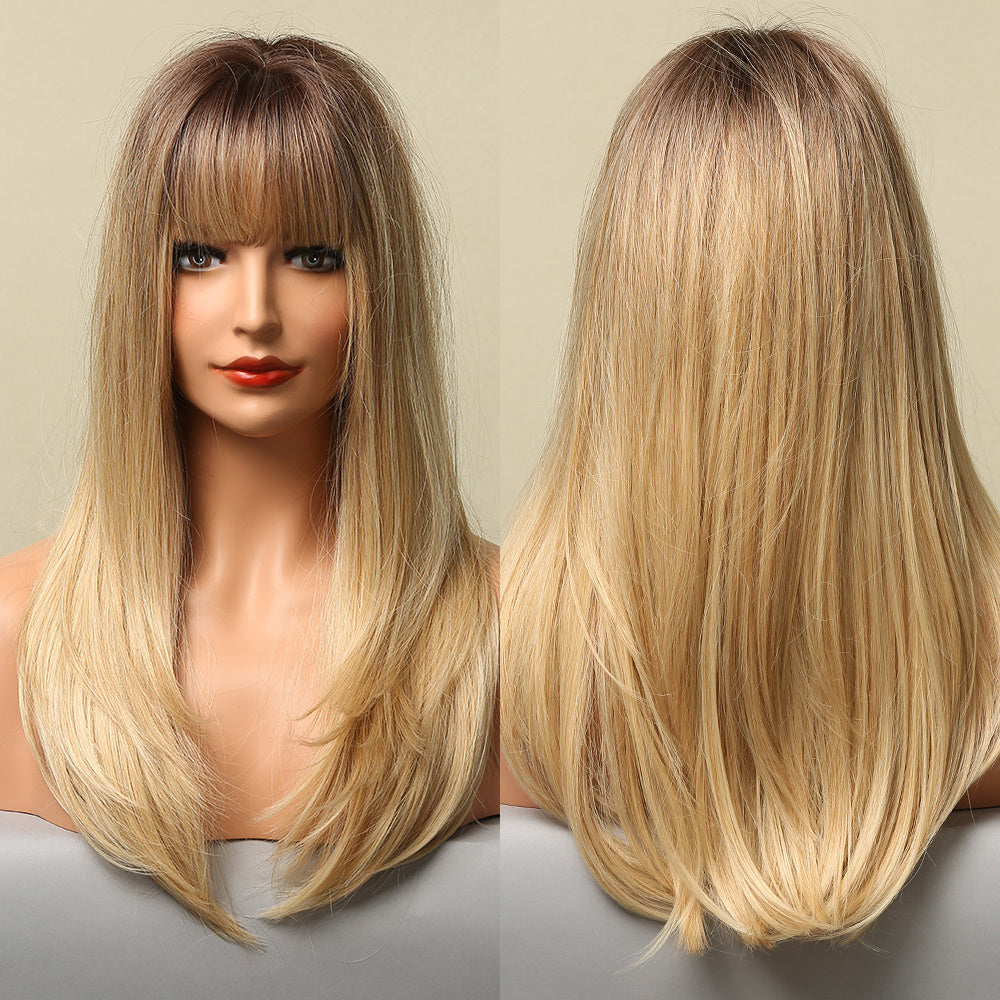 High-Temperature Fiber Long Wig with Bangs – Everyday Style for Role Play, Parties, and Daily Wear