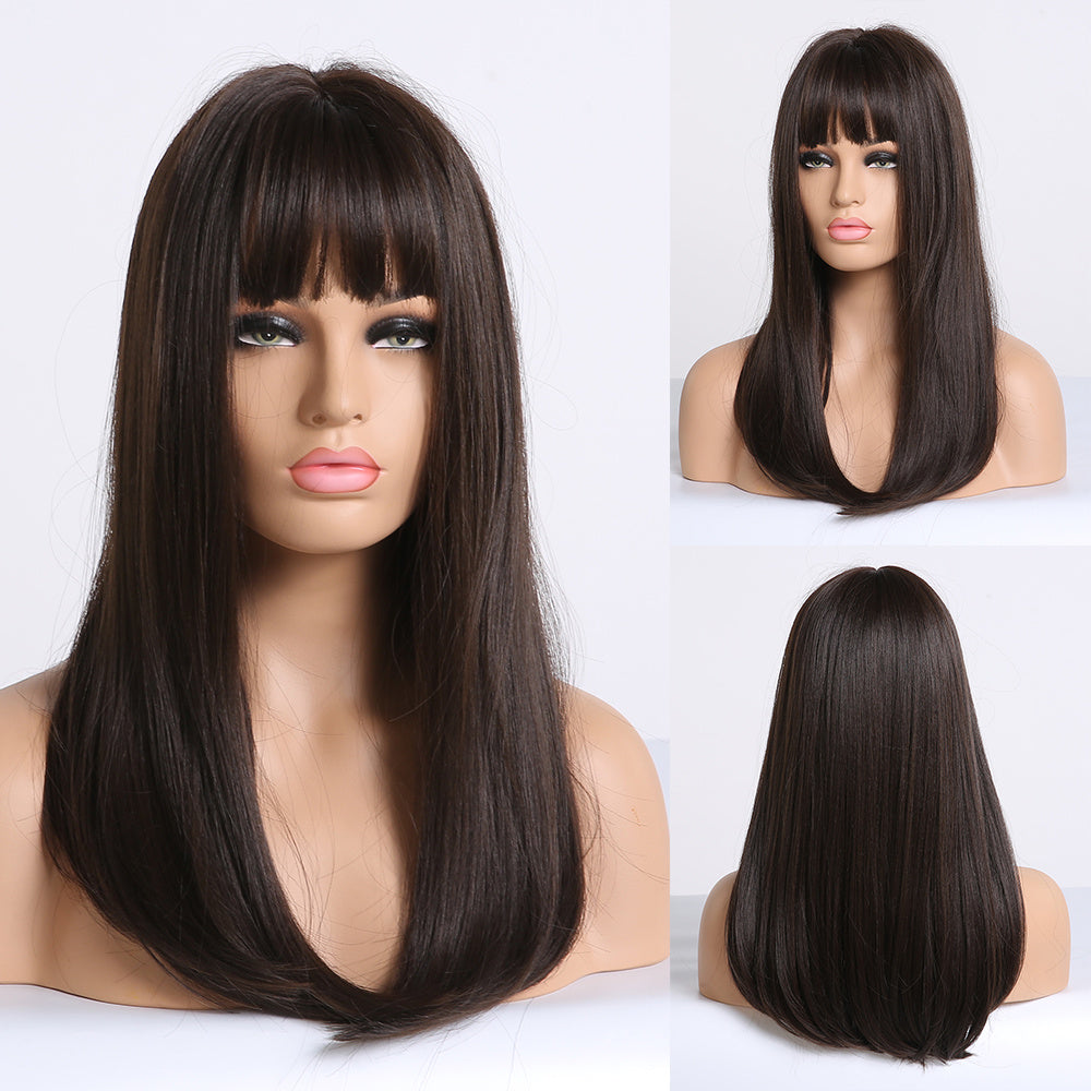 High-Temperature Fiber Long Wig with Bangs – Everyday Style for Role Play, Parties, and Daily Wear