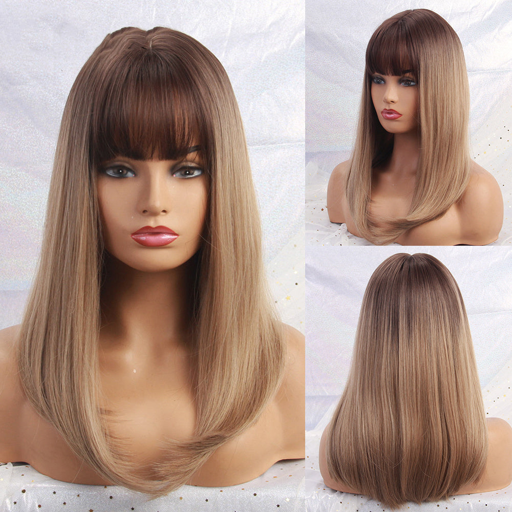 High-Temperature Fiber Long Wig with Bangs – Everyday Style for Role Play, Parties, and Daily Wear