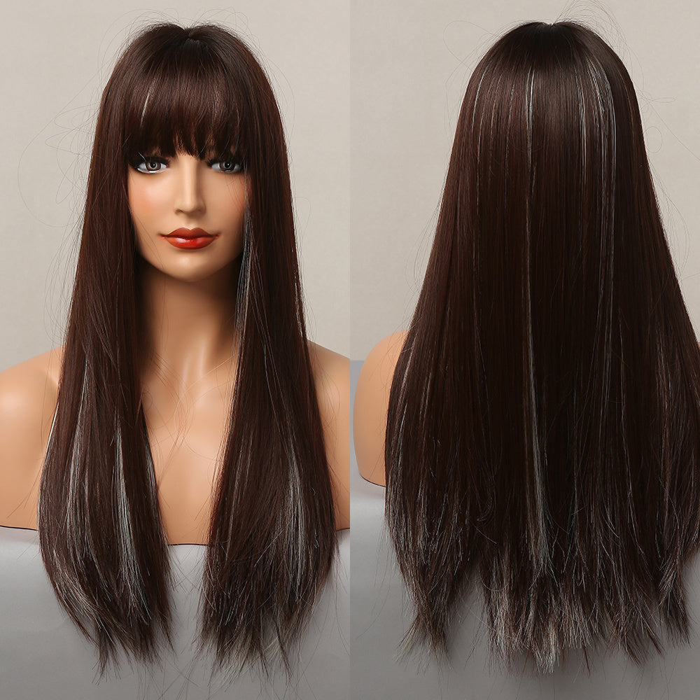 High-Temperature Fiber Long Wig with Bangs – Everyday Style for Role Play, Parties, and Daily Wear