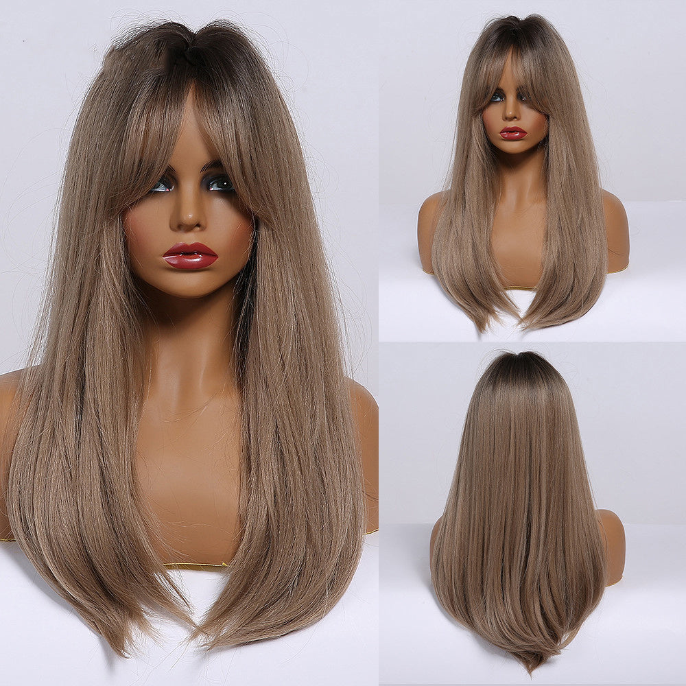 High-Temperature Fiber Long Wig with Bangs – Everyday Style for Role Play, Parties, and Daily Wear