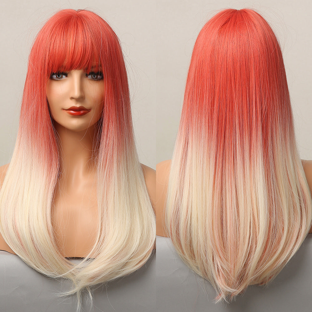 High-Temperature Fiber Long Wig with Bangs – Everyday Style for Role Play, Parties, and Daily Wear