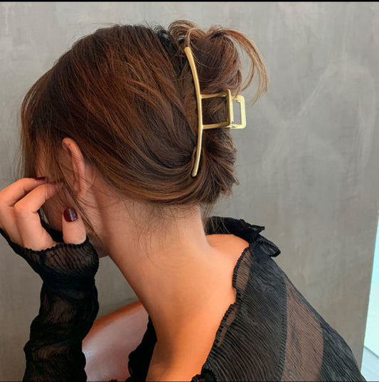 Elegant Alloy Gold & Silver Plated Geometric Hair Catch Clip for Women - Japanese & Korean Style