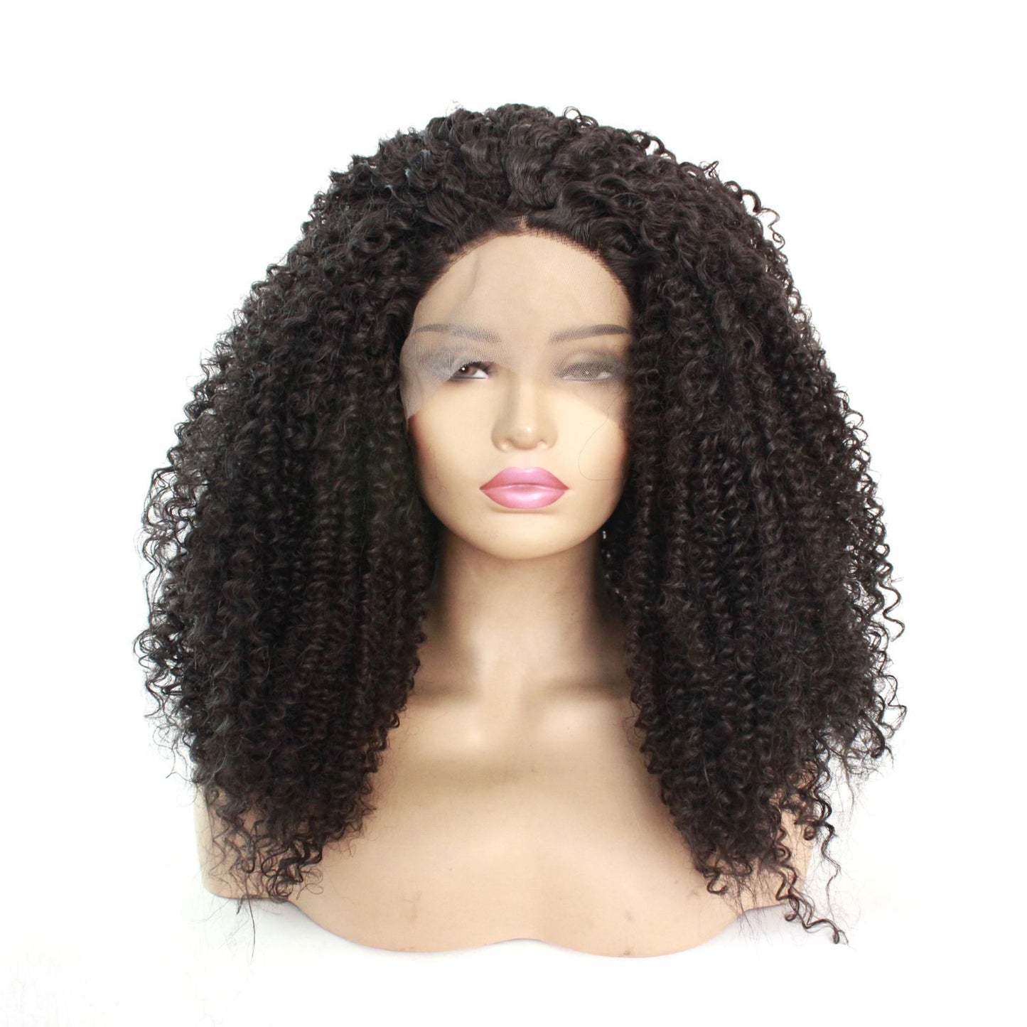 Dark Brown African Fashion Small Curly Lace Front Wig | Half-Hand Crochet Long Curly Hair