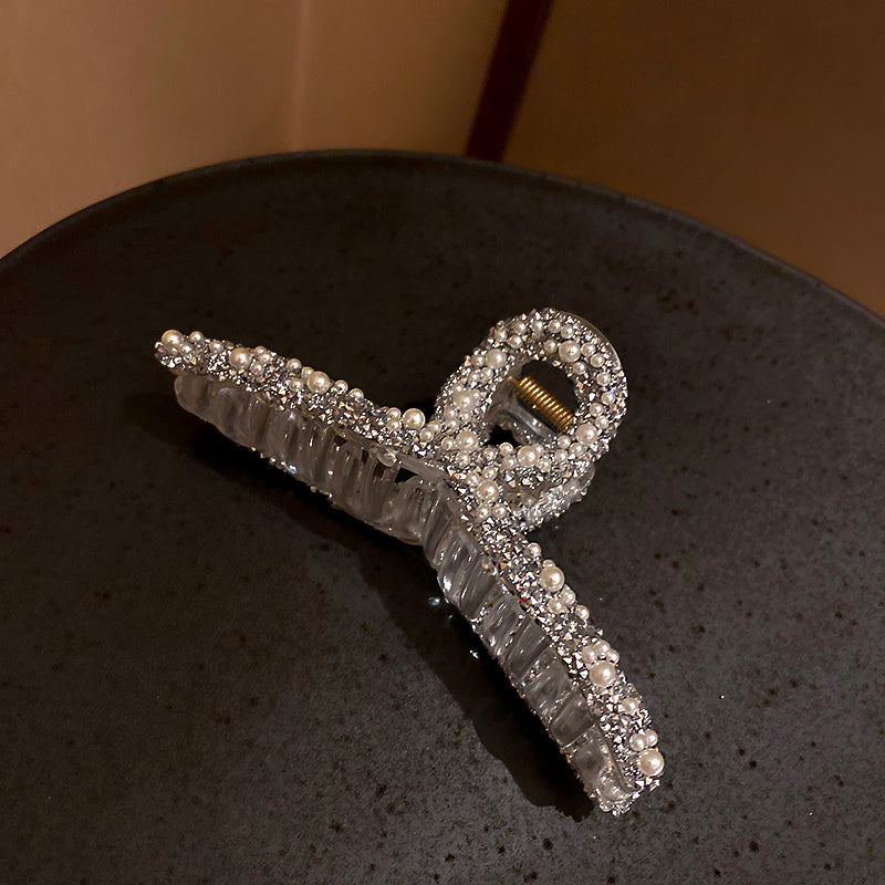 Elegant Alloy Hairpin with Artificial Gems – Silver & Gold Plated, Transparent, Black & Brown Options