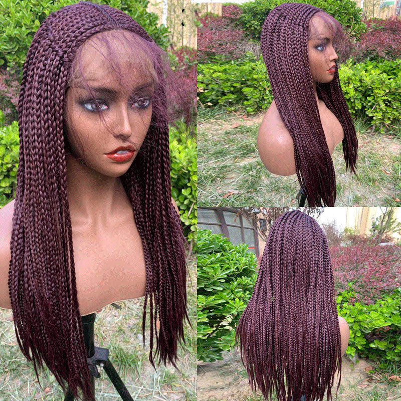 Hans Three Black Braided Hair Wig – Medium to Long Front Lace Braid Headgear, Iron and Dye Friendly