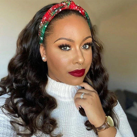 Hair 250% Density Headband Human Hair Wig Loose Wave None Lace Easy to Wear