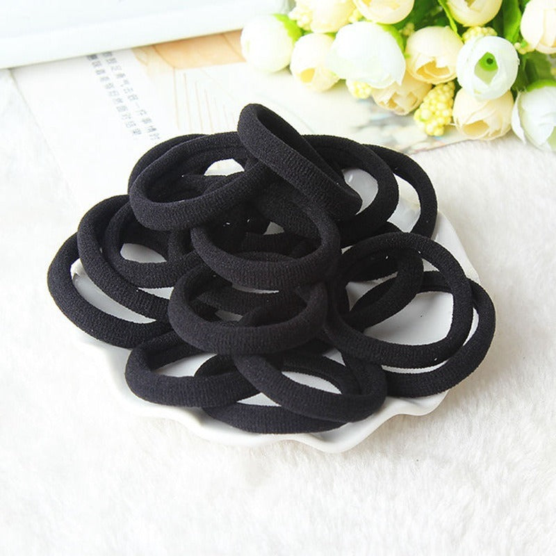 200 Pcs Seamless Hair Bands – Elastic Multicolor & Black Hair Ties