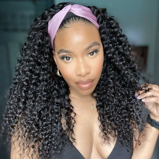 Hair 250% Density Headband Wig Curly Human Hair Wigs Gluelees Virgin Hair Wig