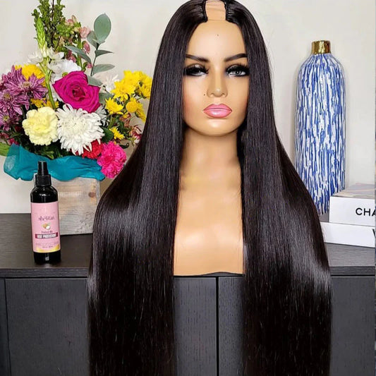 Hair 250% Density Glueless U Part Wig Silk Straight Wig 100% Human Hair Wigs For Women