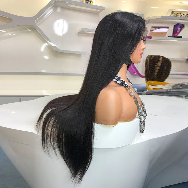 Glueless 5x5 HD Closure Wig Straight with Bleached Knots