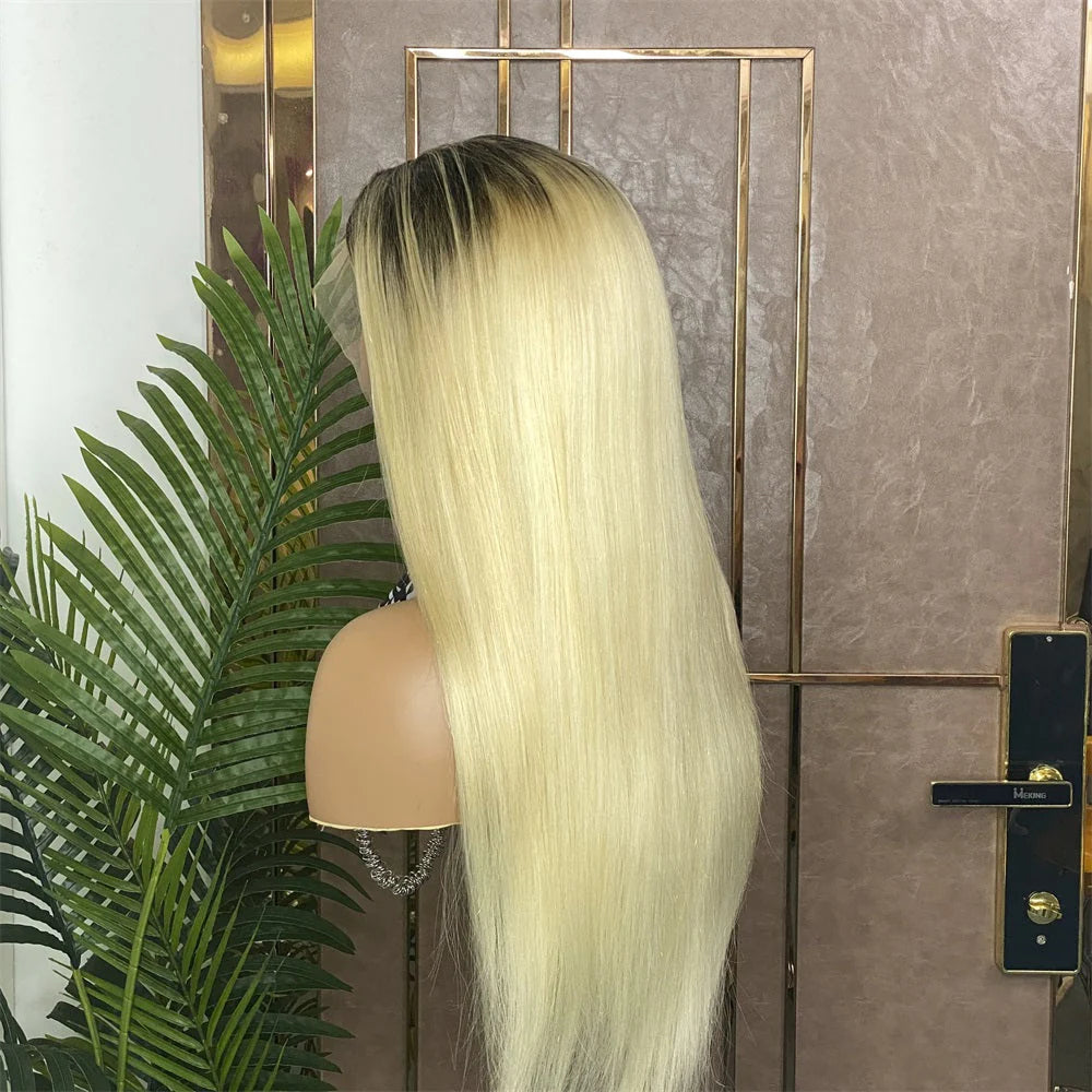 Hair Straight Human Hair Wig 1b/613 Ombre Blonde 13x4 Lace Frontal Wig