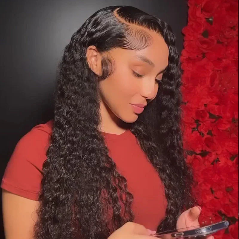 4x4/5x5/6x6 HD Lace Closure Wigs Deep Wave Wig Pre Plucked Human Hair Lace Closure Wig