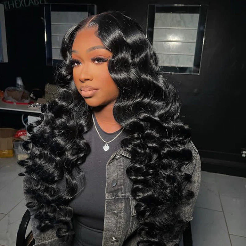 Natural Black Heavy Density Loose Wave 4x4/5x5/6x6 HD Lace Closure Wig Human Hair Wig