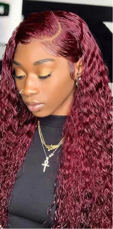 Hair 99J Lace Front Wig 13x4 Transparent Lace Straight Lace Front Human Hair Wig