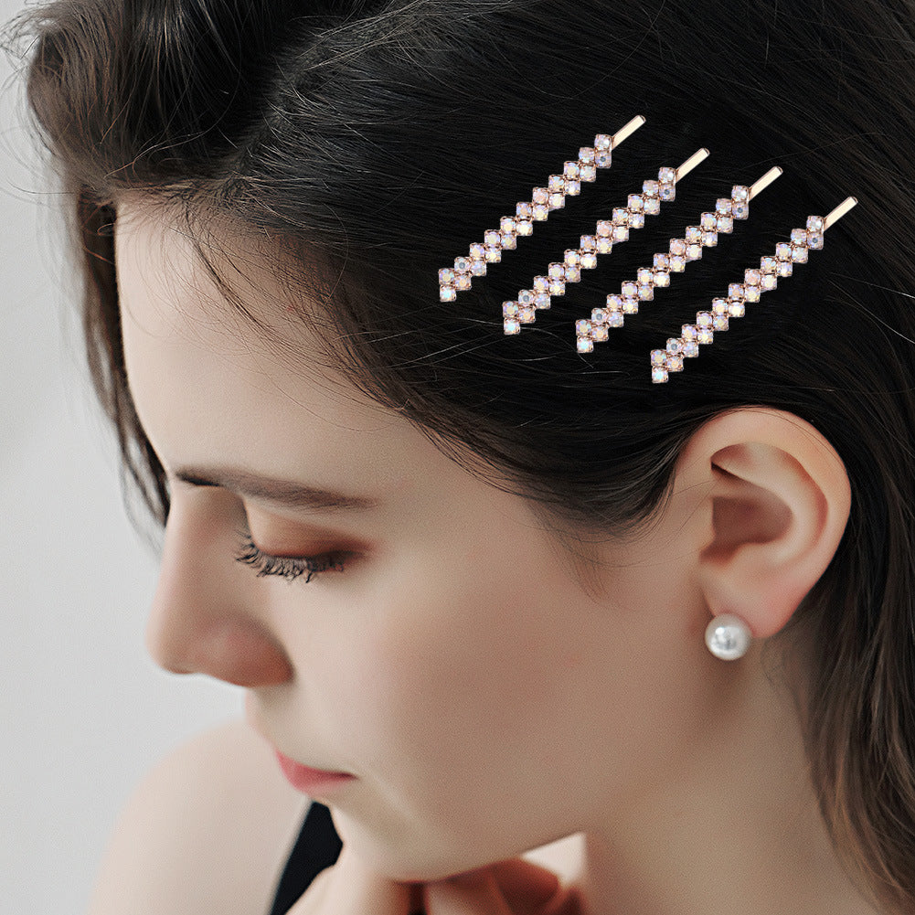 Elegant Rhinestone Polka Dot Hairpins - Electroplated Black, Gold, Silver, and Rose Gold