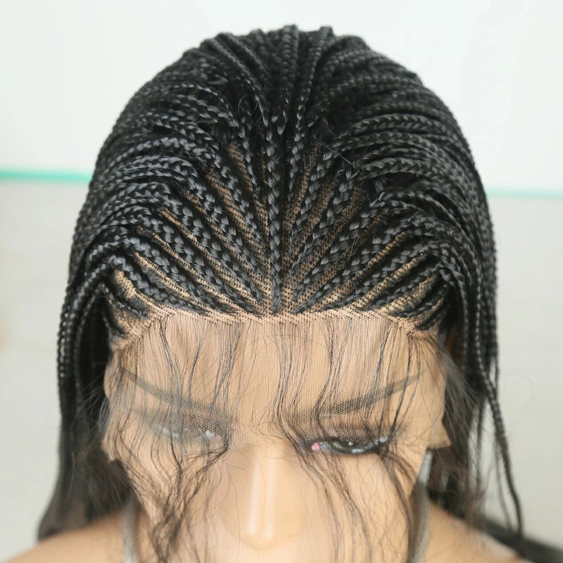 Exotic Long Curly Synthetic Wig with Dirty Braid Front Lace - High Temperature Silk