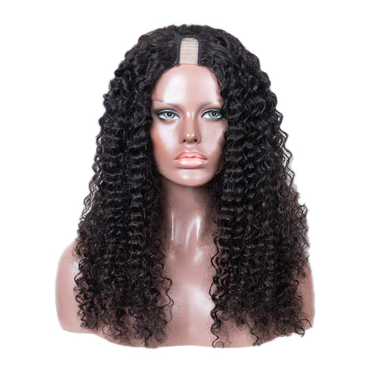 Hair 250% Density Glueless Deep Wave U Part Wig Human Hair Virgin Hair Can Be Dyed