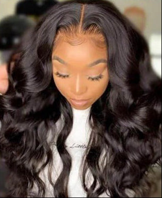 Lush Black Wavy Long Curly Wig with Long Bangs - High Temperature Resistant