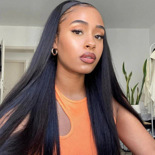 Hair 250% Density Glueless Straight Hair Headband Wig Human Hair Wig For Black Women