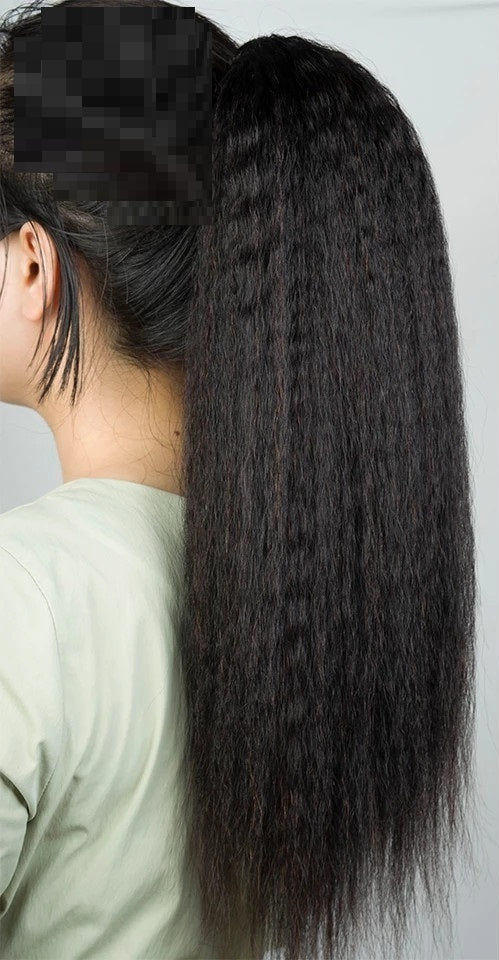 Luxurious Hand-Woven Real Human Hair Ponytail Extension – Versatile Bangs, Customizable Length 8-30 Inches