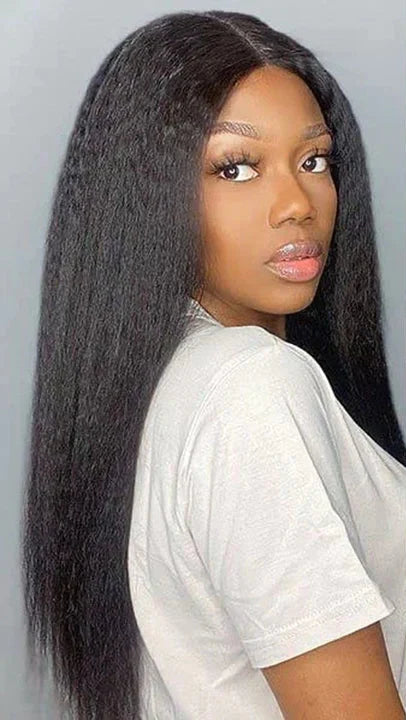 Hair 250% Density Glueless U Part Wig Kinky Straight U Part Human Hair Wigs