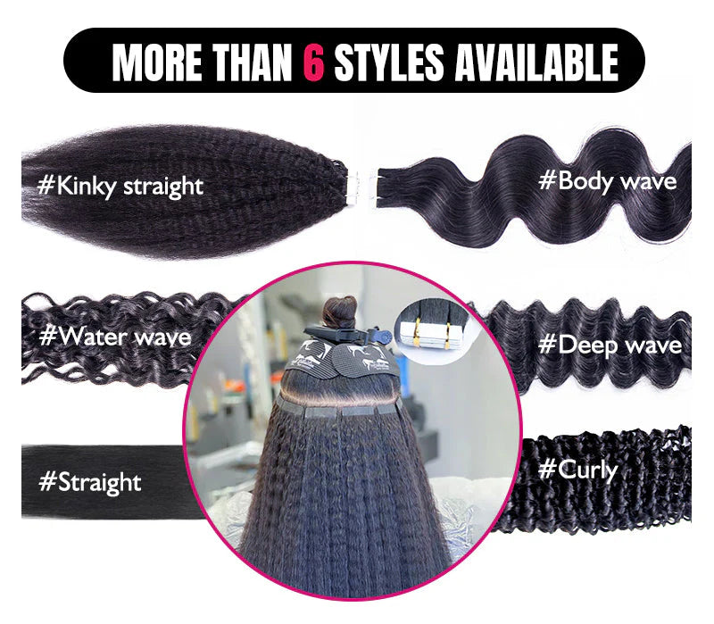Hair Unprocessed Raw Virgin Tape ins Indian Water Wave Tape In Hair Extensions 100% Human Hair
