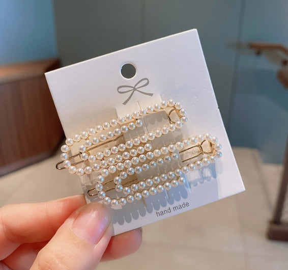 Chic Korean Style Geometric Metal, Acrylic & Pearl Hairpin – Stylish Woven Design