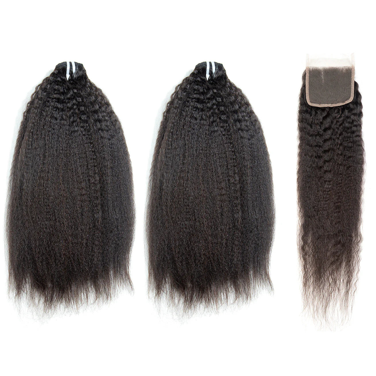 Hair 9A/10A12A Kinky Straight Human Hair Bundles with 5x5 Closure