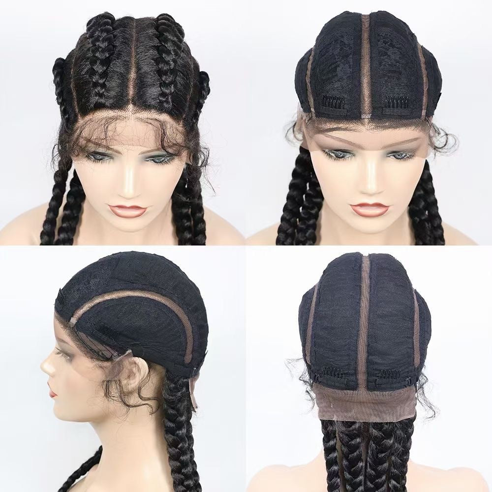 Front Lace Four Braid Synthetic Fiber Wig | High-Temperature Silk | Available in Multiple Colors | Full Hand Weaving