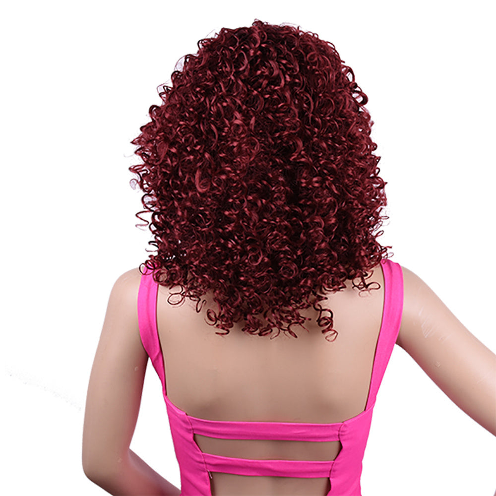 Chic Synthetic Afro Curly Wig with Qi Bangs – Sweet and Cute Style for Black Women