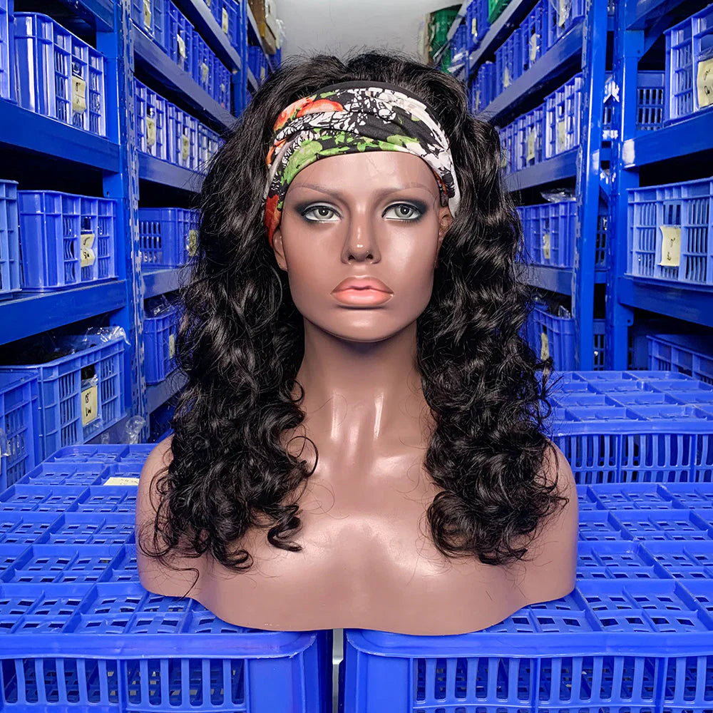 Hair 250% Density Headband Human Hair Wig Loose Wave None Lace Easy to Wear